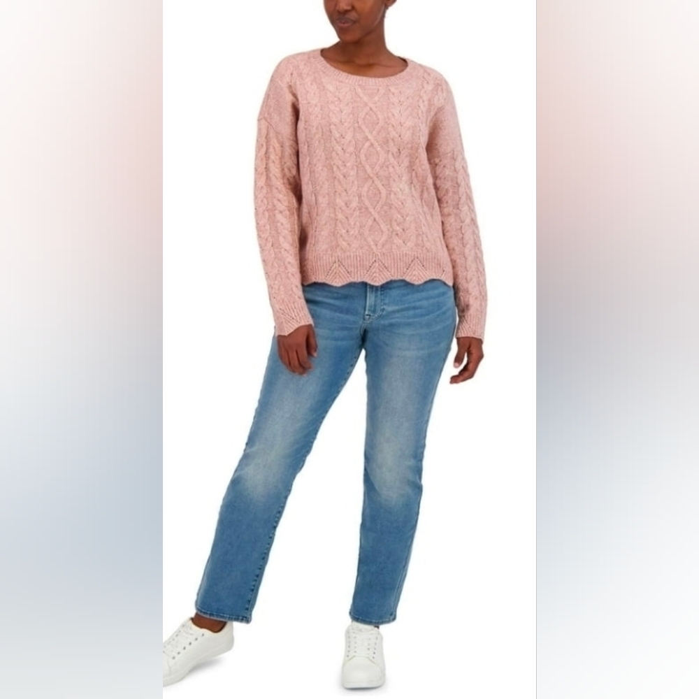 Lucky Brand XXL Women's Pink Cable Knit Sweater - Picture 8 of 13